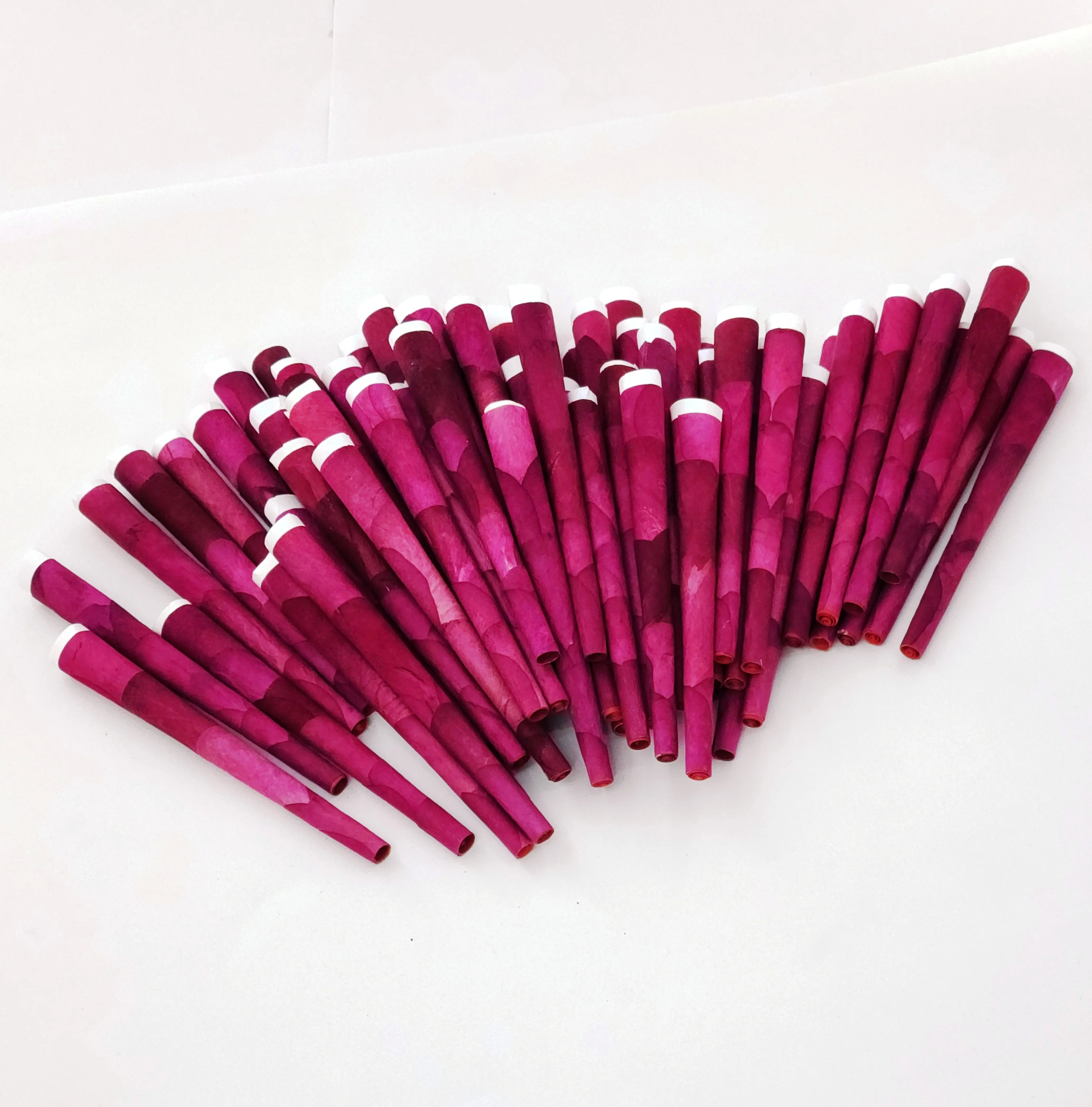 Rose Petal Cones Prerolled | 1 1/4 | 4 Cones | Handrolled Cones Ranging in  Color Shades of Vibrant Burgundy