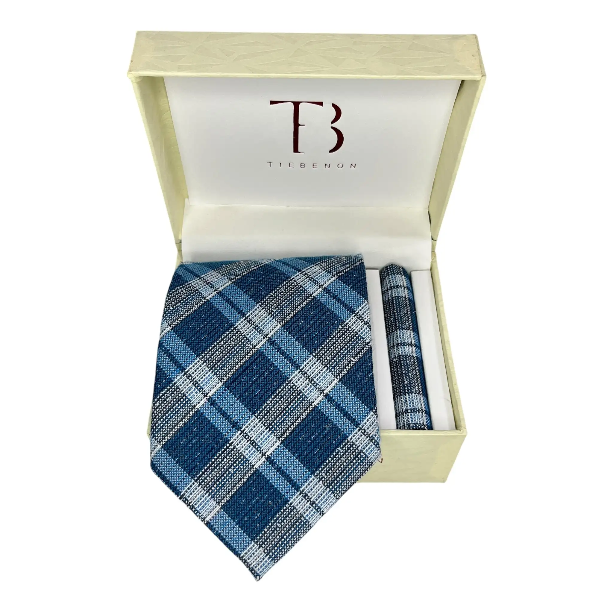 Tie Benon Multi-Color Tartan Plaided Broad Cashmere Tie and Pocket Square Combo