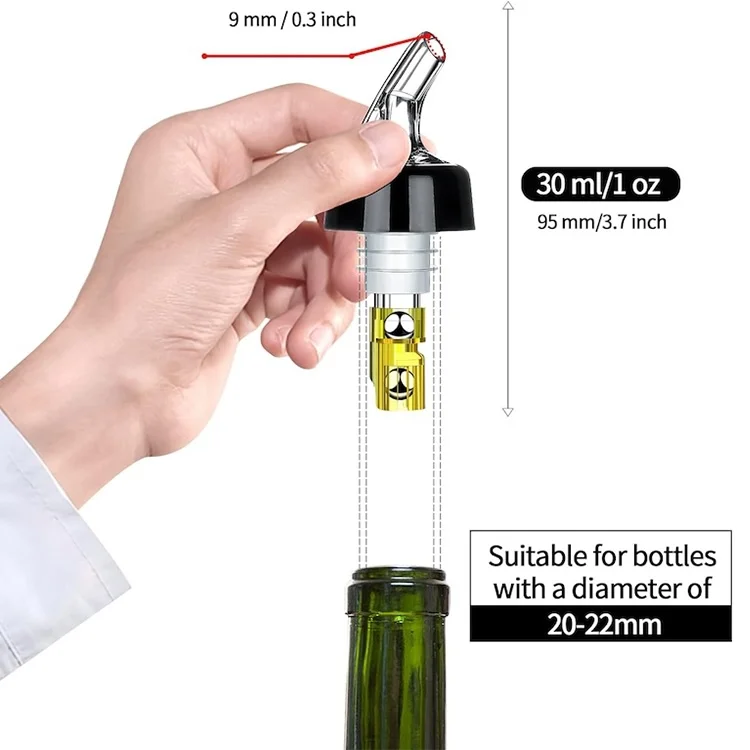 1oz/30ml  Automatic Measured Bottle Pourer Quick Shot Spirit Measure Pourer Drinks Wine Cocktail Dispenser Home Bar Tools with Custom Logo