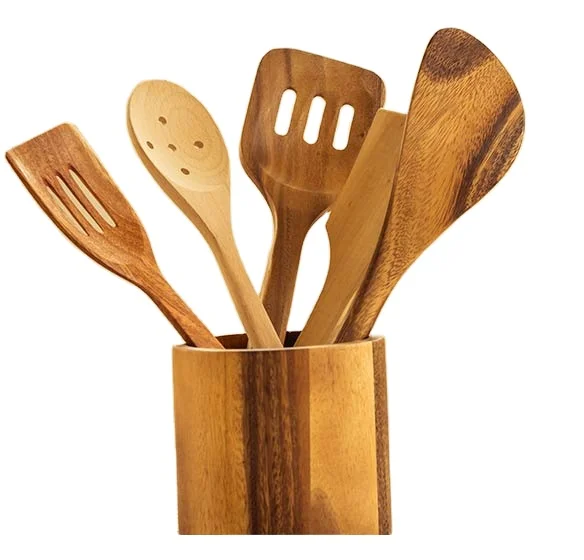 Best Quality Wood Cooking Spoon With Stand Spoon Holder Handicraft