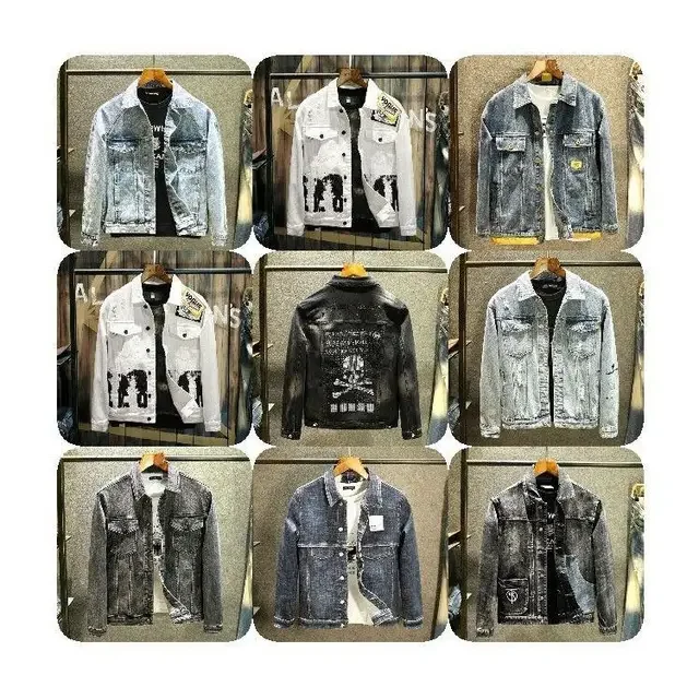 custom men clothing Fashion denim distressed jacket for men stylish coats zip up Jacket With Back Printing men's denim jacket