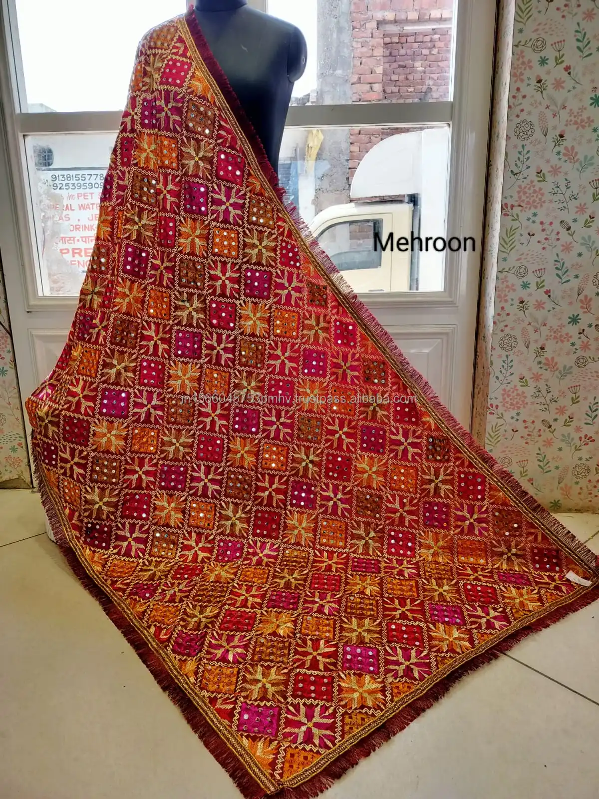 New Fancy Handmade Embroidery Mirror Work Pakistani Silk Dupattas ...