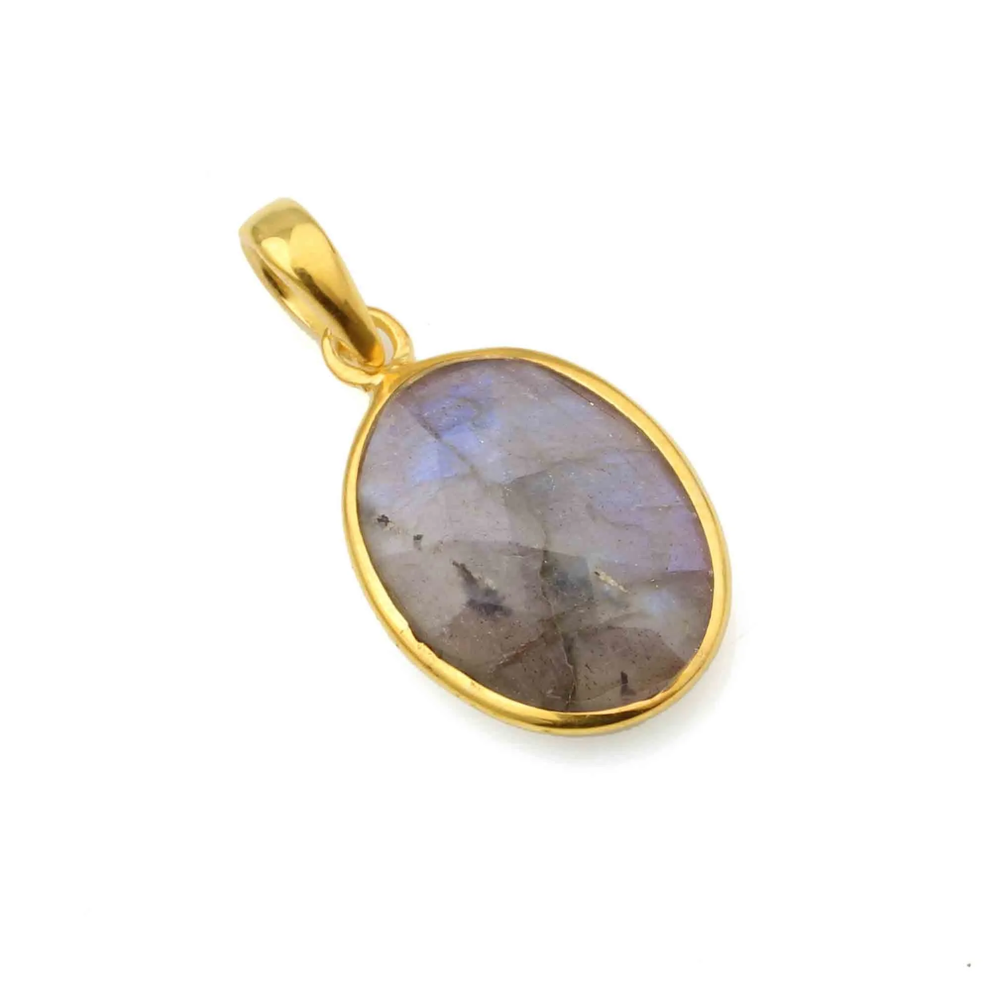 Gold Plated Natural Blue Labradorite Oval Gemstone Bezel Setting Everyday Wear Women And Girls 8449