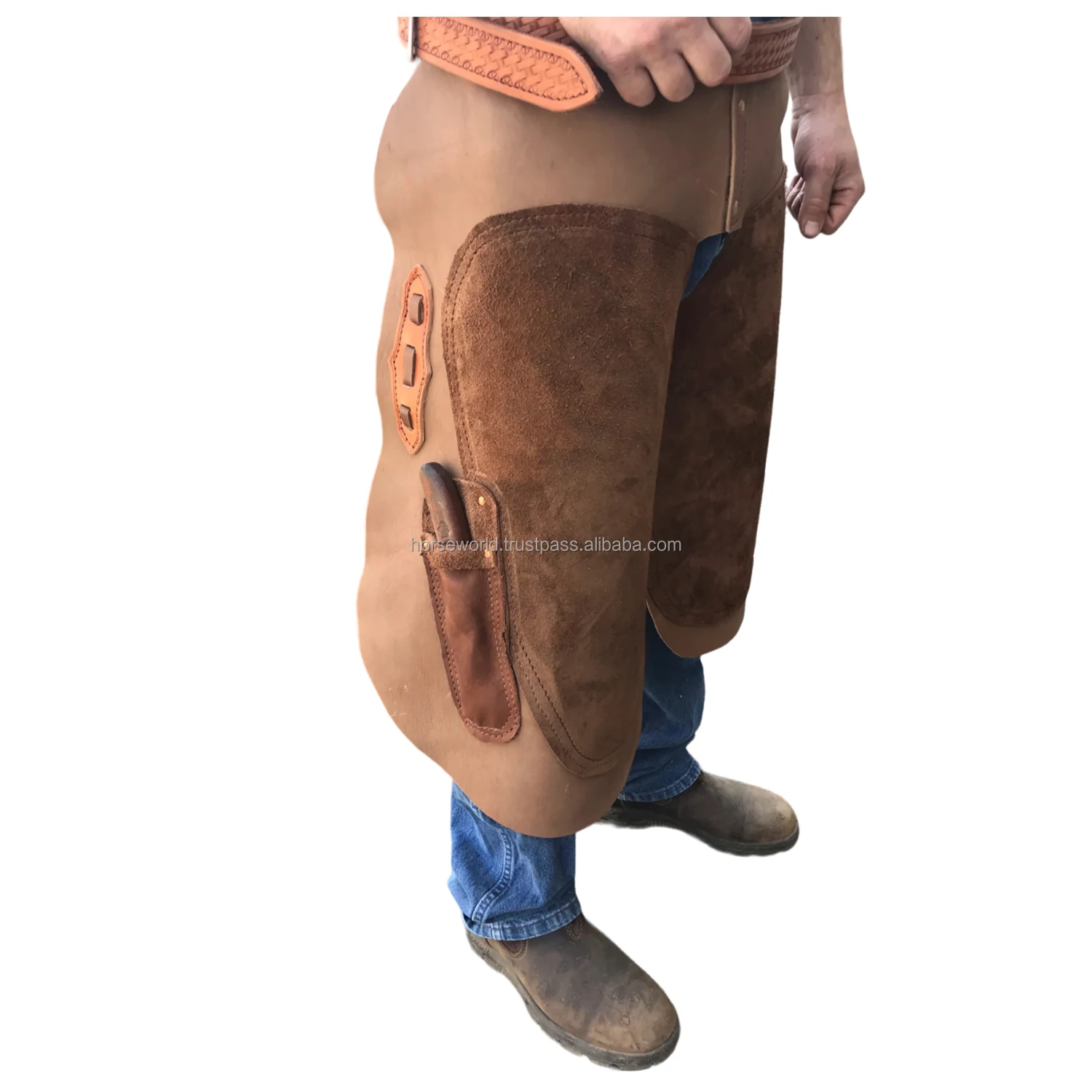 Equine Care Farrier Apron – 23 Inch Leather & Canvas With Tool Magnets (Waist Size 28-52)