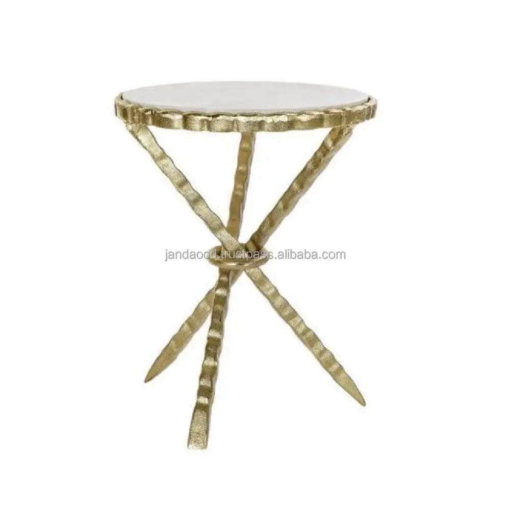 Modern Round Side Table Metal Contemporary Look Plant Stand Living Room