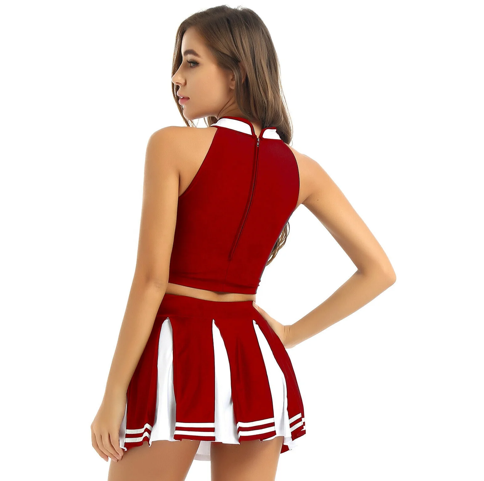 Women Sexy Performs Custom Cheerleading Dresses Uniforms With Pompom School Girl Team 6024
