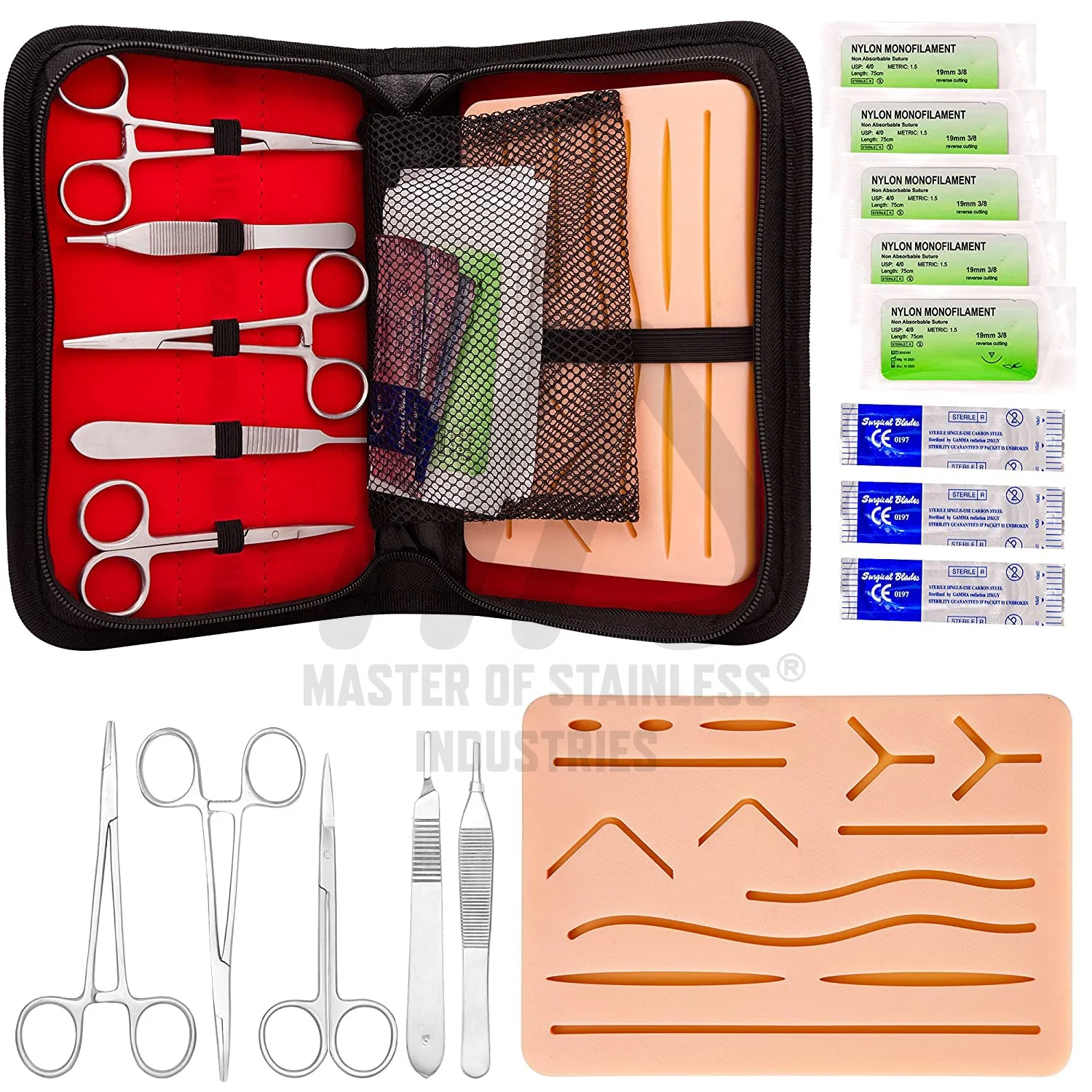 Practice Kit Surgical Instruments Kit Stainless Steel with Case 5 pcs Dissection surgical kit Surgery tools By Master SS