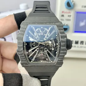 New2026custom-designed Stylish Sporty Men's Mechanical Watch Business Black Rubber Strap Waterproof Automatic Luxury Brand Watch