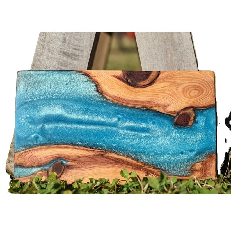Cutting Board - Sapele Wood Accented with Onyx Epoxy Resin River