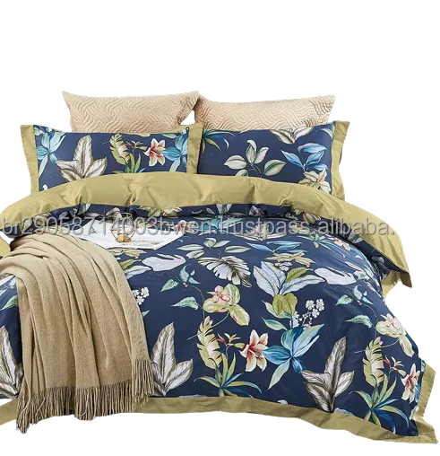 Luxury Design Bedding Set Reactive Printed Plant Type 100 Cotton