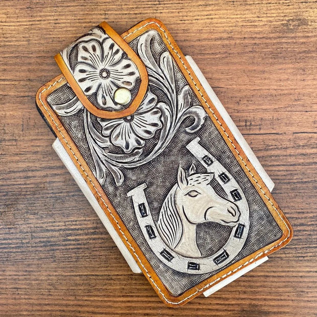 Western Cowboy Hair on Metallic Cow Hide Belt Loop Cell Phone Holster Case  High Quality Custom Genuine Leather Luxury Phone Case