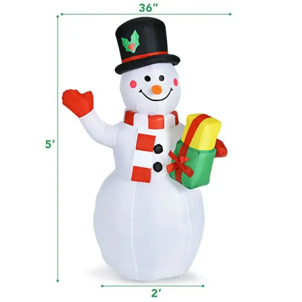 Pupazzo Di Neve Gonfiabile Gigante 1,5 Metri Con Luci LED Per Esterno/Interno – Decorazioni Natalizie Con Famiglia Che Arrostisce Marshmallow
