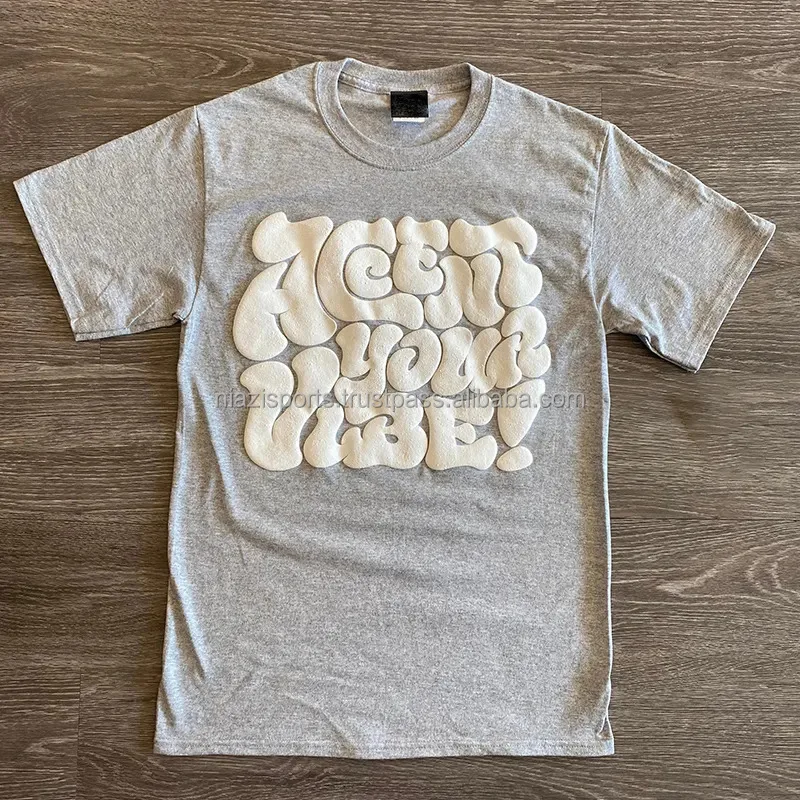 Puff Print Custom T Shirt 3d Foam Print 100% Cotton High Quality Men's