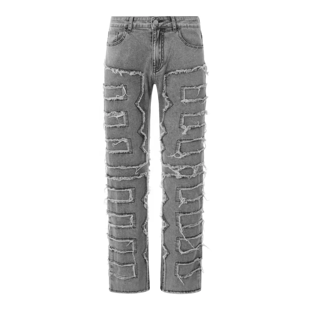 Glory Custom Men's Slim Fit Jeans Wholesale Casual Trendy Streetwear Lightweight Distressed Denim Pants Durable Workwear
