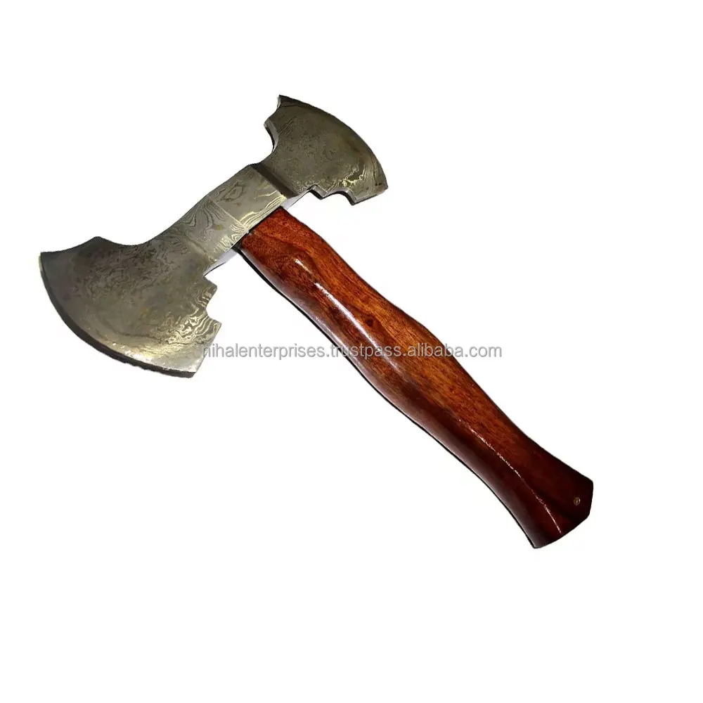 Full Customized New Arrival Damascus Steel Outdoor Axe With Wood Handle Design Your Own Logo