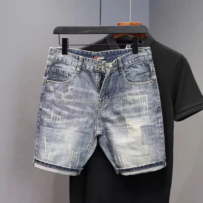 European And American High Street Washed Mid-waist Straight Summer Thin Men's Denim Shorts415_voghion.com