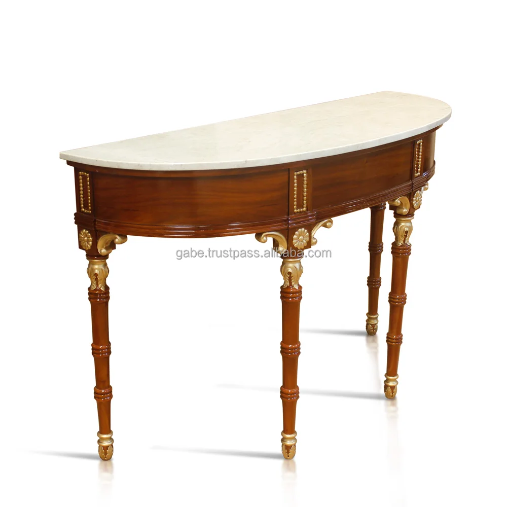 Elegance Marbletop Mahogany Console With Gold Leaf Detailing Buy