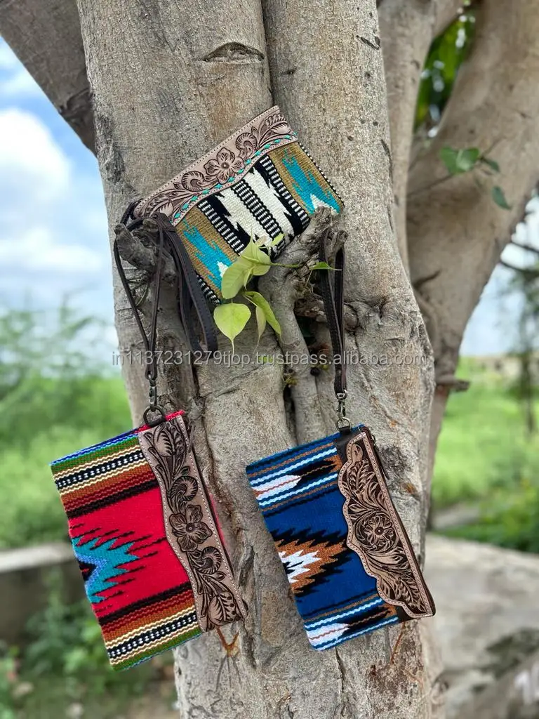 Handmade Aztec Tooled Leather Clutch Stylish Women Saddle Blanket ...