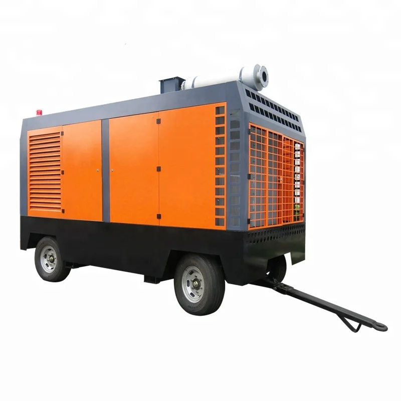 385 Cfm Portable Diesel Screw Air Compressor for Rock Drill and Road
