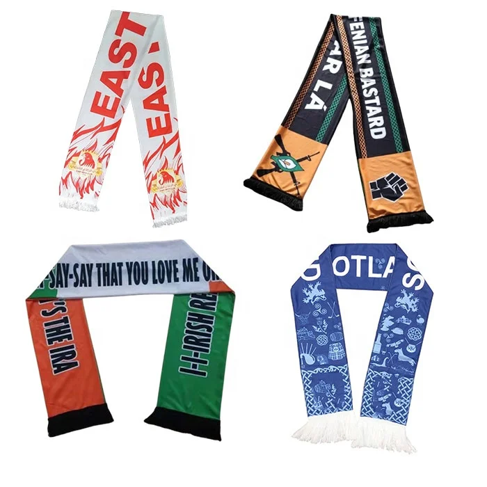 Cheap Sporting Events Supporter Polyester  Spandex Sublimation Printing Football Any Design Scarf Scarves with Logo Printed
