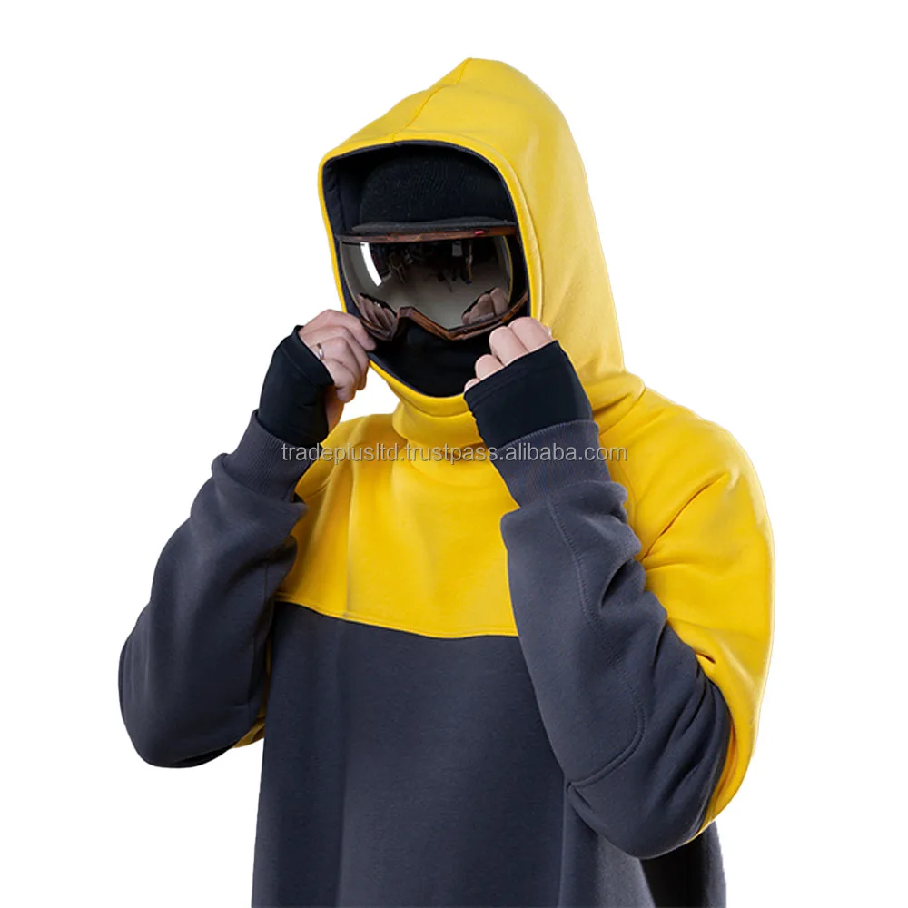 Custom Ski Snowboard Long Tall Hoodie Unisex High Neck Hoody Breathable