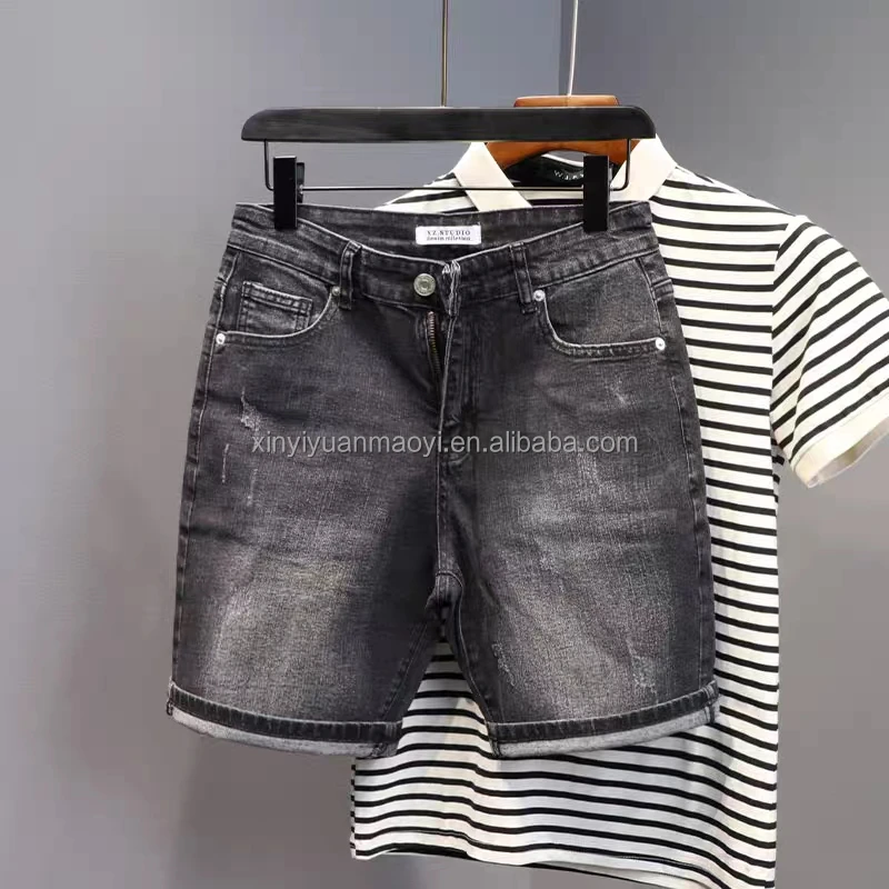 European And American High Street Washed Mid-waist Straight Summer Thin Men's Denim Shorts415_voghion.com