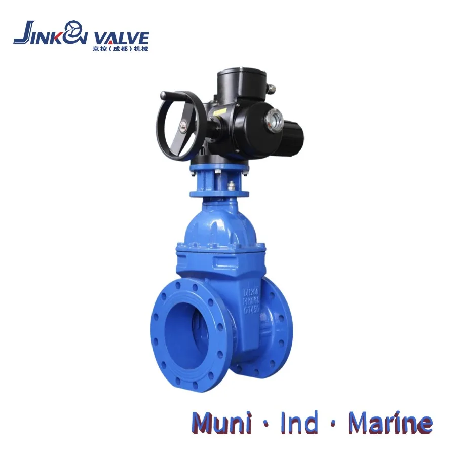 Motorized Soft Seal Ductile Iron Body Gate Valve IP67 Electric Non Rising Stem Flanged EPDM/NBR Seals PN10/PN16 Industrial