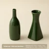 Jarrón trompeta + Jarrón redondo [Verde oscuro]