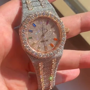 Hand Made Brilliant Hip Hop Fashion Business Stainless Steel Fully Iced Wrist Watch New Customized Design VVS Clarity Lab Grown