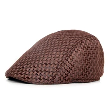 Custom Logo Summer Breathable Mesh Ivy Hat for Men Lightweight Adjustable Flat Cap Golf Driving Sunshade Casual Outdoor Beret