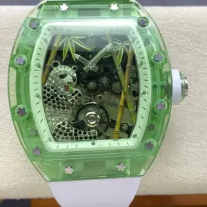 Casual Sporty Trendy Panda Mechanical Tourbillon Watch High-Quality Transparent Case Stylish Unique for Men Women Couple Watches