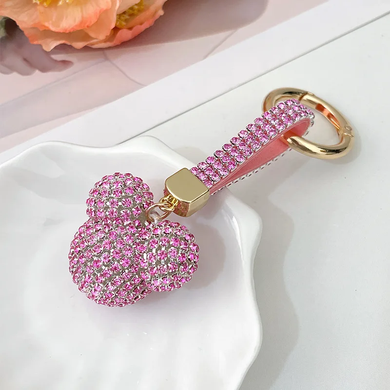 2024 New Rhinestone Heart Keychain  Rhinestone Girl's Bag Car Pendant Keychains