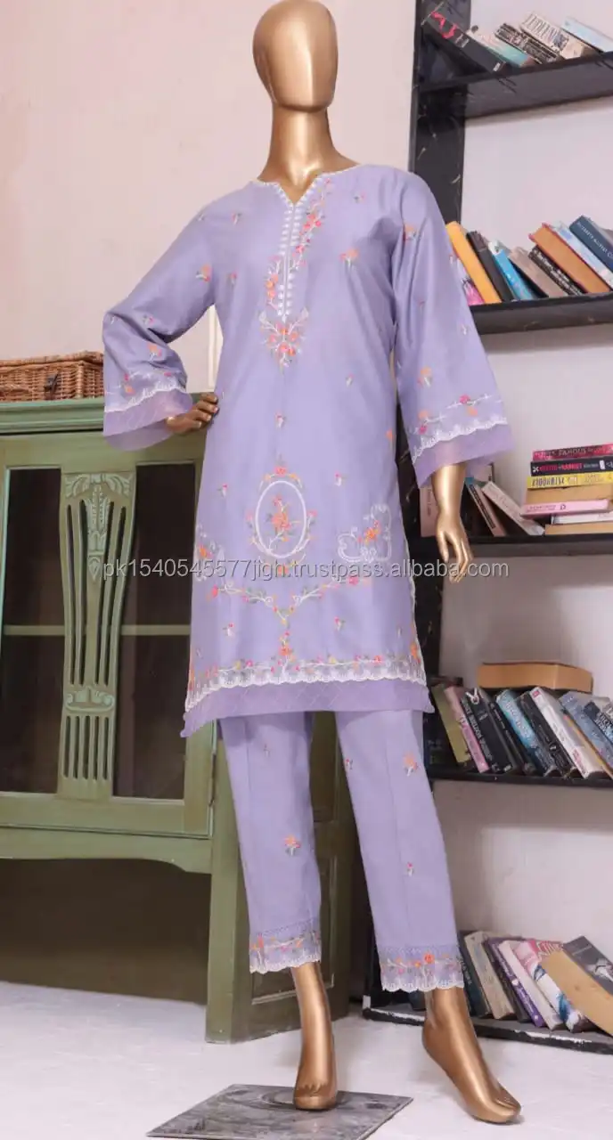 Ssumaira Collection Pakistani Brand Bin Saeed Summer Dresses Ziza Embroidered Stitched 2 Piece