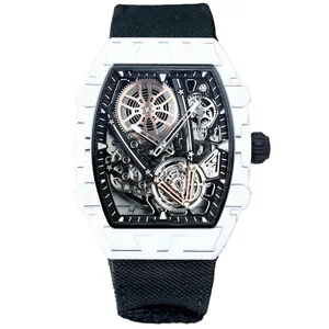 New Men's Mechanical Watch with New Carbon Fiber Oval case and Nylon Strap with Diving Function Suitable for Business Watch Men