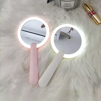 Custom logo Foldable Portable Handheld LED Cosmetic Mirror Smart Touch Screen Make up Mirror