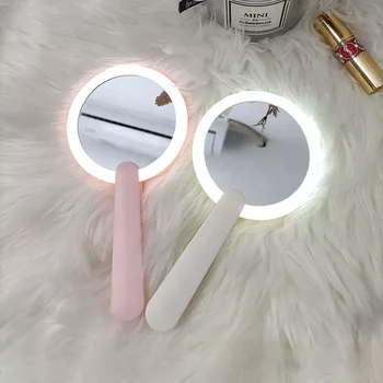 Custom logo foldable portable handheld LED Cosmetic Mirror smart touch screen make up mirror