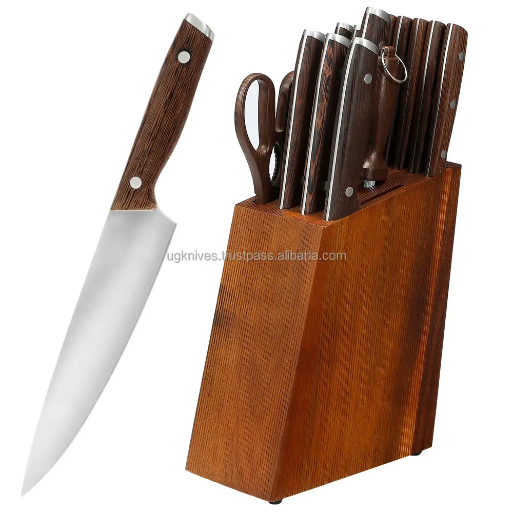 Stainless Steel Kitchen Sharp Cooking Knife Set Factory Made Wooden