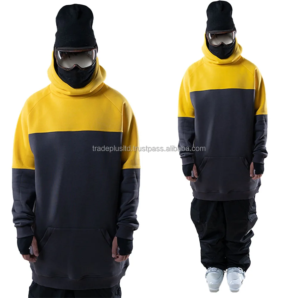 Custom Ski Snowboard Long Tall Hoodie Unisex High Neck Hoody Breathable
