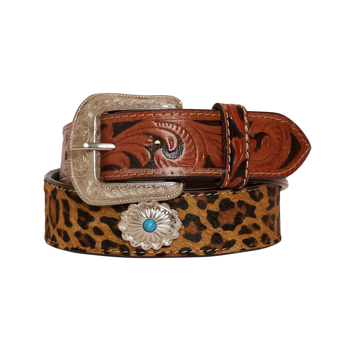 PATRON BELTS Men's Western Cowboy Leather Belt – 1.5" Wide, Embossed Print, Casual Or Dress