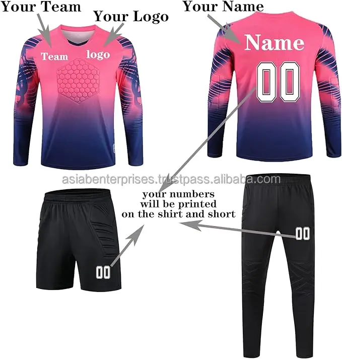 Men Soccer Jersey Goalkeeper Uniform Long Sleeve Tops With Long Pants ...