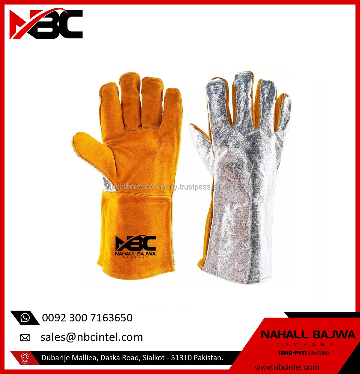 Custom Logo Fire Resistant Cow Split Leather Welding Gloves