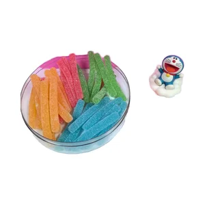 Long Strip Gummy Hard Snacks for Kids Mint Sweet Sour Cola Lemon Soda Flavored Bulk Coated