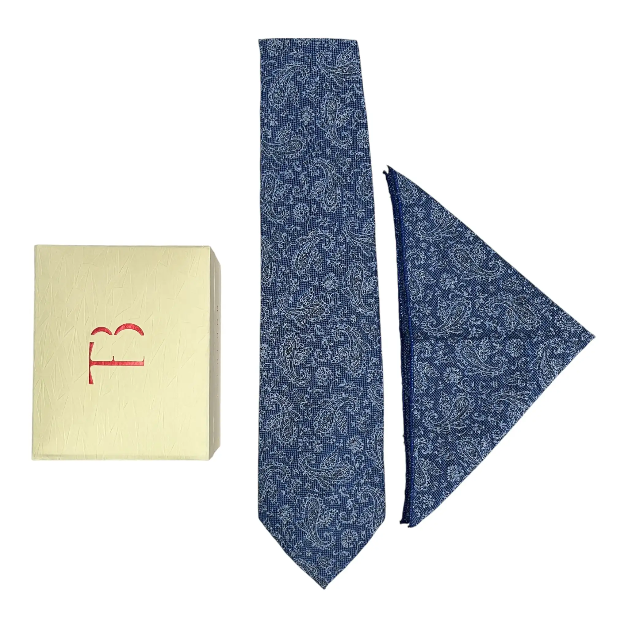 Tie Benon Paisley Broad Pattern Women's Plus Size Cashmere Tie and Pocket Square Combo Set in Lavender Maroon Blue
