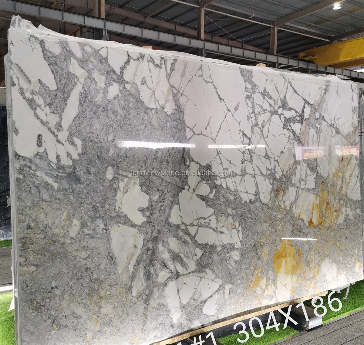 Luxury Classic Brazil White Marble Polished Invisible Grey Marble Slab