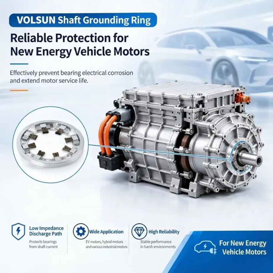 Conductive Fibers Shaft Grounding Ring for Electric Vehicle Motors Bearing Pitting Protection
