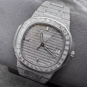 New Business Fashion Diamond-encrusted Moissanite Mechanical Watch for Men Women High-end Luxury Casual Diving Automatic Watches