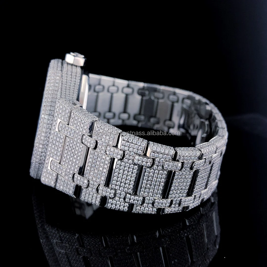 Limited Edition Moissanite Diamond Studded Hip Hop Watch Waterproof Automatic Date Timepiece Jewelry Stainless Steel Watch