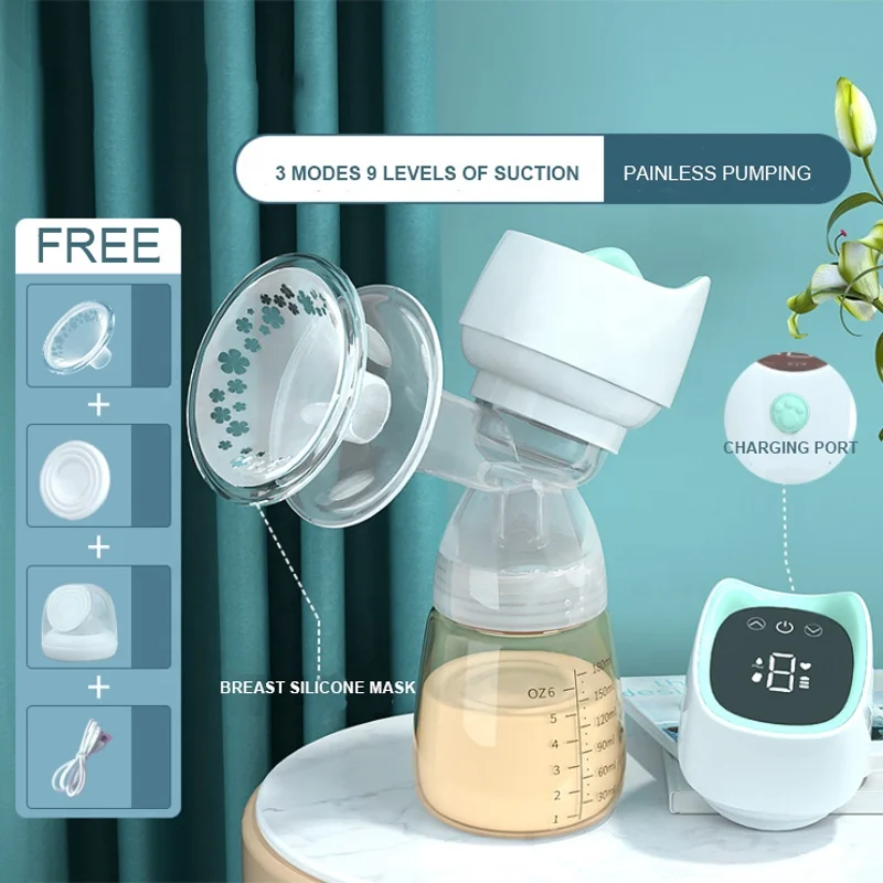 180ML Electric Breast Pump 3 Models 9 Gears Rechargeable Breast Feeding Pump Food Grade Silicone PP PPSU BreastPump BPA Free