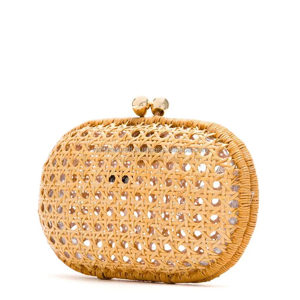 New Design Rattan Clutch Bag Handwoven Handmade Wicker Handbag For