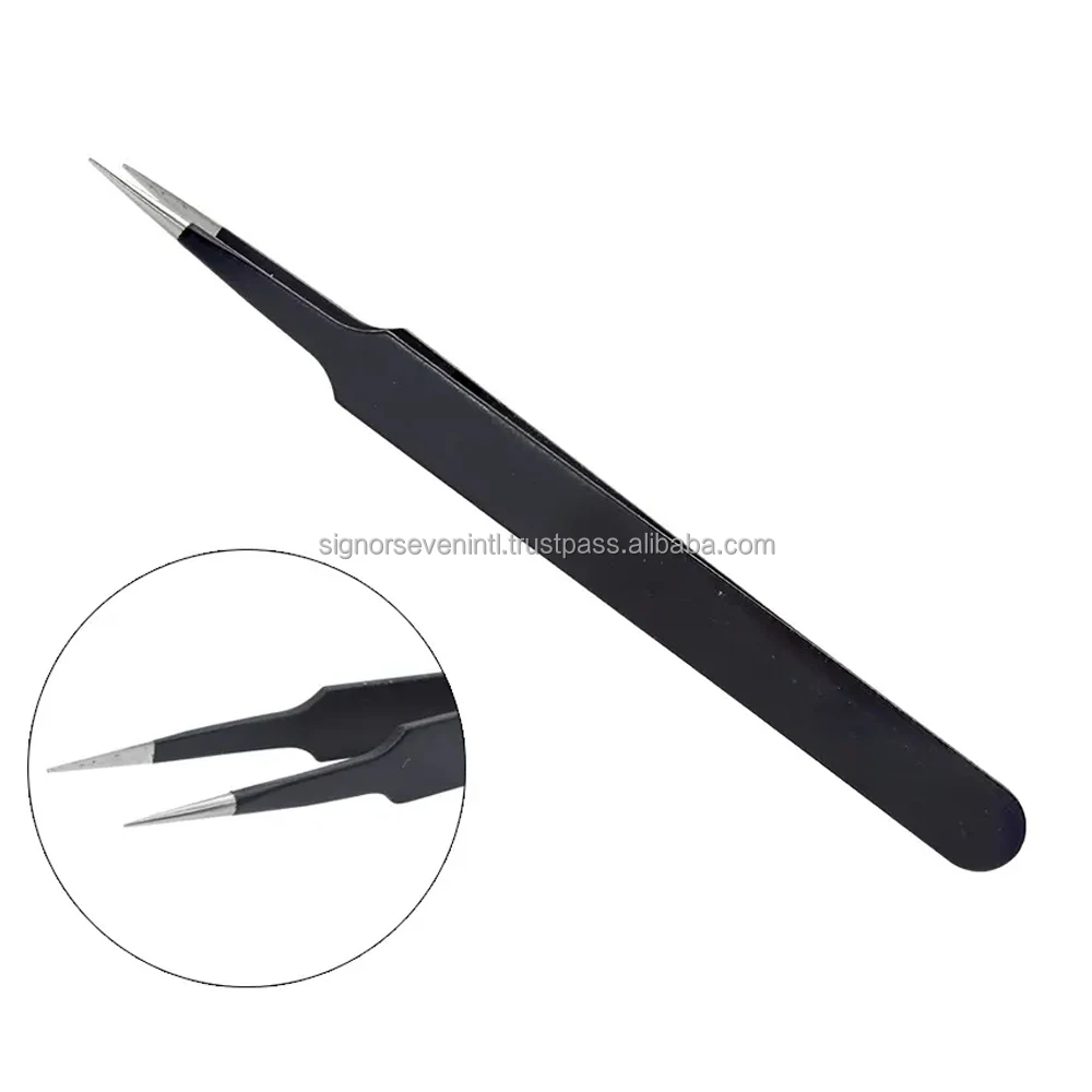 Private Label Antistatic Tweezers Straight Tip Curved Tip Stainless